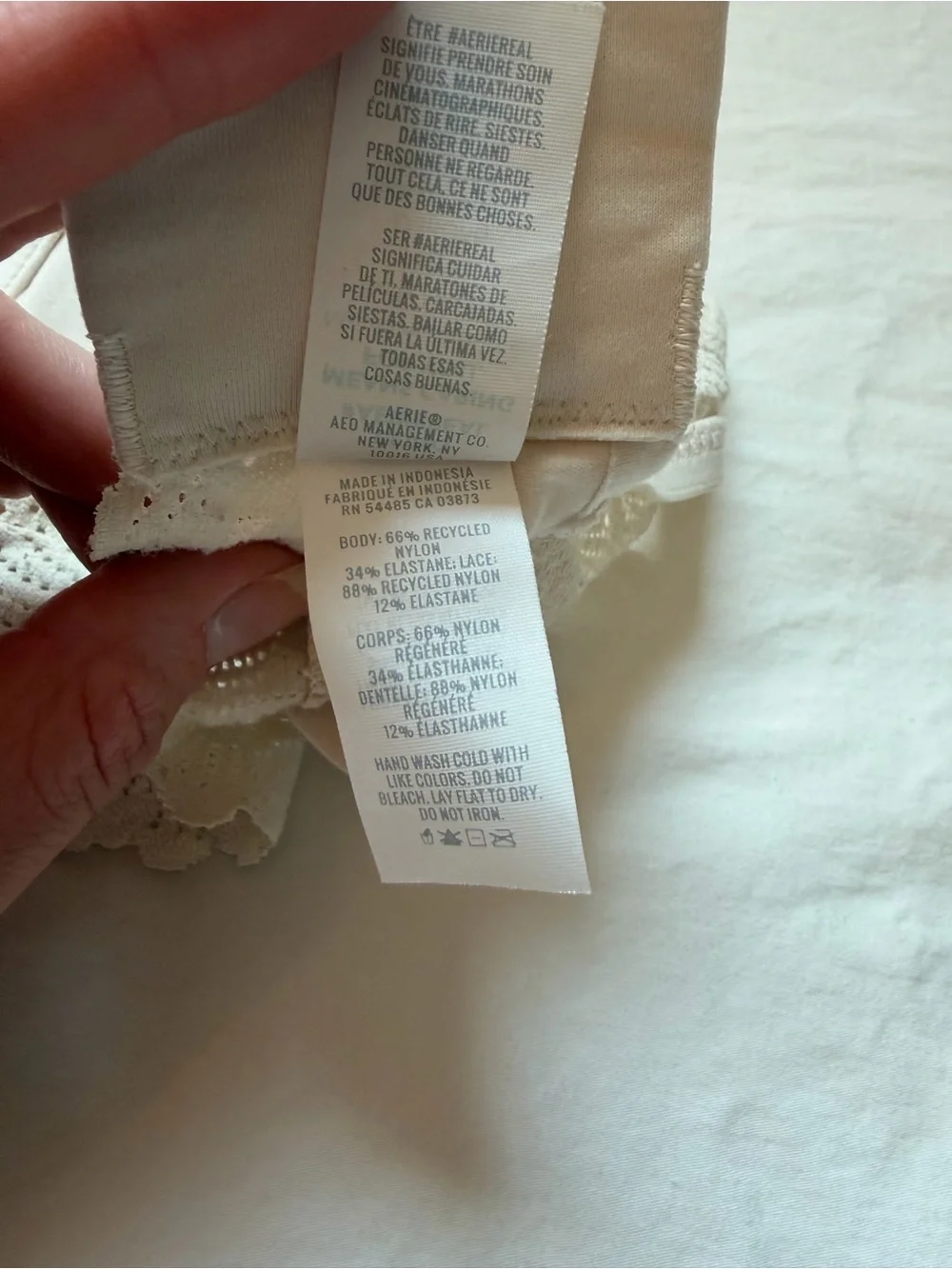 Aerie Sunnie Real Good Full Coverage Lightly Lined Bra Beige 34B Lace